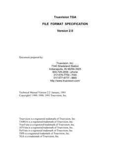 Tga File Format Specification