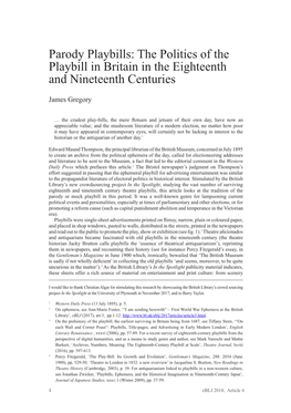 The Politics of the Playbill in Britain in the Eighteenth and Nineteenth Centuries