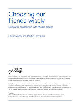 Choosing Our Friends Wisely Criteria for Engagement with Muslim Groups