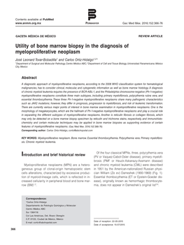 Utility of Bone Marrow Biopsy in the Diagnosis of Myeloproliferative Neoplasm