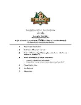 Muskoka Airport Advisory Committee Meeting