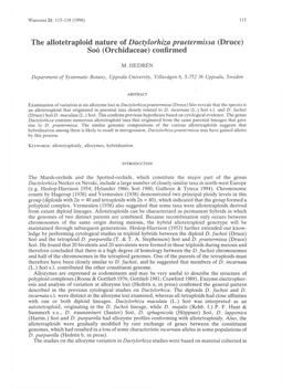 The Allotetraploid Nature of Dactylorhiza Praetermissa (Druce) S06 (Orchidaceae) Confirmed