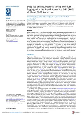 Deep Ice Drilling, Bedrock Coring and Dust Logging with the Rapid Access Ice Drill (RAID) at Minna Bluff, Antarctica