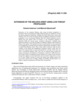 Extension of the Molniya Orbit Using Low-Thrust Propulsion