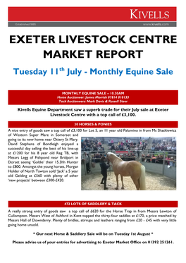 Exeter Livestock Centre Market Report