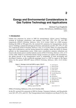 Exergy and Environmental Considerations in Gas Turbine Technology and Applications