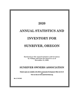 2020 Annual Statistics and Inventory for Sunriver