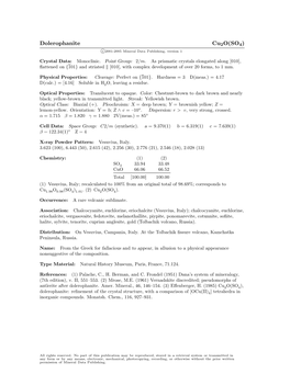 Dolerophanite Cu2o(SO4) C 2001-2005 Mineral Data Publishing, Version 1