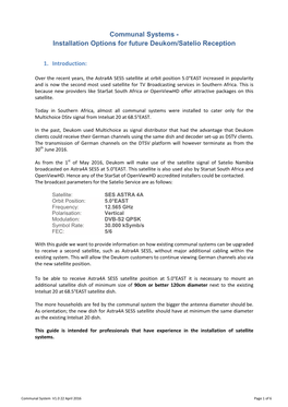 Communal Systems - Installation Options for Future Deukom/Satelio Reception