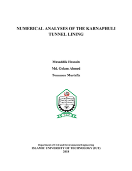 Numerical Analyses of the Karnaphuli Tunnel Lining