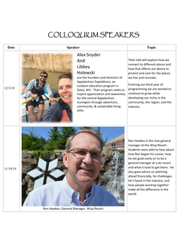 Colloquium Speakers