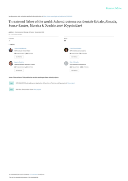 Threatened Fishes of the World: Achondrostoma Occidentale Robalo, Almada, Sousa-Santos, Moreira & Doadrio 2005 (Cyprinidae)