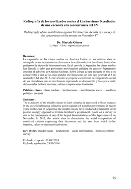 75 Radiografía De Los Movilizados Contra El Kirchnerismo. Resultados