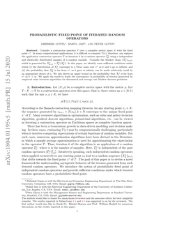 Arxiv:1804.01195V5 [Math.PR] 15 Jul 2020 Htdit Oad H Xdpoint ﬁxed the Towards Drifts That Admoeaoshv Rbblsi Xdpoint