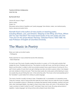 The Music in Poetry