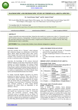 Macroscopic and Microscopic Study of Terminalia Arjuna Species