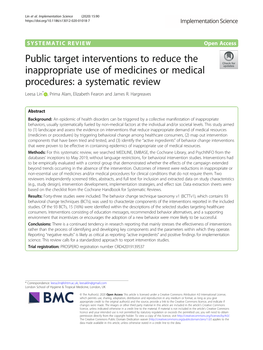 Public Target Interventions to Reduce The