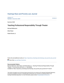 Teaching Professional Responsibility Through Theater