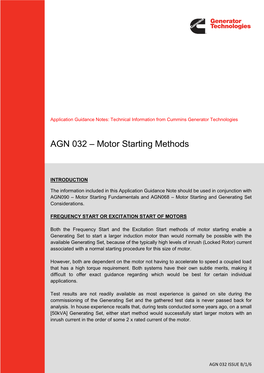 AGN 032 – Motor Starting Methods