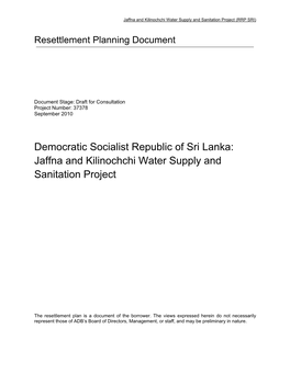 Sri Lanka, Jaffna and Kilinochchi Water Supply and Sanitation Project