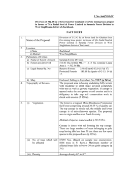 Name of the Proposal Ore Mining Lease Project in Favour of M/S Jindal Steel & Power Limited in Saranda Forest Division in West Singhbhum District of Jharkhand