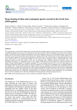 Deep Cleaning of Alien and Cryptogenic Species Records in the Greek Seas (2018 Update)