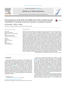 Intercomparison of the JULES and CABLE Land Surface Models Through Assimilation of Remotely Sensed Soil Moisture in Southeast Australia ⇑ Gift Dumedah , Jeffrey P