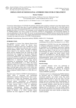 Implication of Monoclonal Antibody for Covid-19