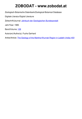 The Geology of the Markha-Khurnak Region in Ladakh (India) 403 ©Geol