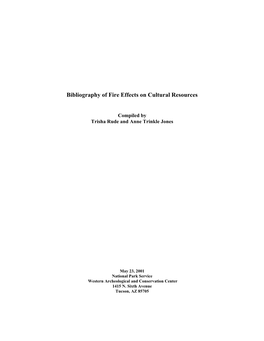 Bibliography of Fire Effects on Cultural Resources