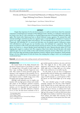 Diversity and Biomass of Terrestrial Small Mammals at a Malaysian Primary Rainforest (Segari Melintang Forest Reserve, Peninsular Malaysia)