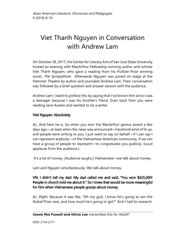 Viet Thanh Nguyen in Conversation with Andrew Lam