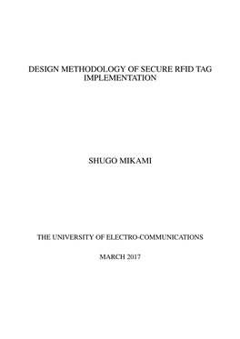 Design Methodology of Secure Rfid Tag Implementation