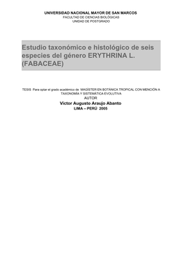 Estudio Taxonómico E Histológico De Seis Especies Del Género
