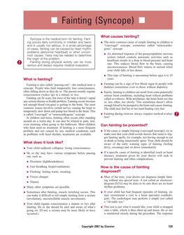 Fainting (Syncope) N