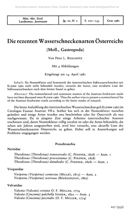 Die Rezenten Wasserschneckenarten Österreichs (Moll., Gastropoda)