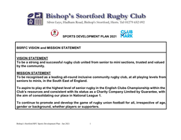 BSRFC VISION and MISSION STATEMENT VISION STATEMENT To