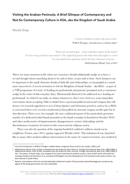 Visiting the Arabian Peninsula: a Brief Glimpse of Contemporary and Not-So Contemporary Culture in KSA, Aka the Kingdom of Saudi Arabia