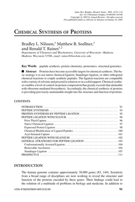 Chemical Synthesis of Proteins