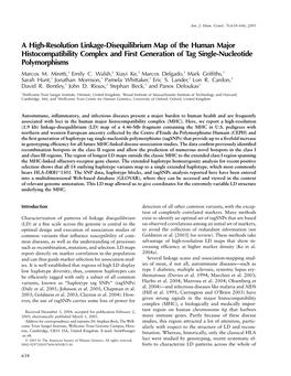 A High-Resolution Linkage-Disequilibrium Map of the Human Major Histocompatibility Complex and First Generation of Tag Single-Nucleotide Polymorphisms Marcos M