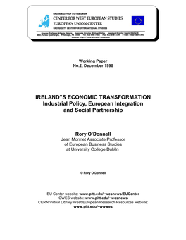 Ireland™S Economic Transformation
