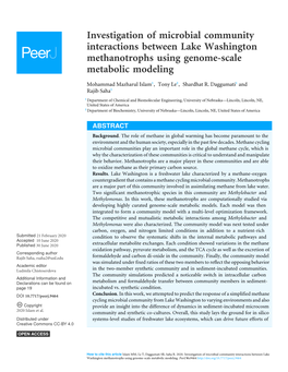 Investigation of Microbial Community Interactions Between Lake Washington Methanotrophs Using Genome-Scale Metabolic Modeling