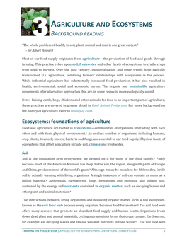 Agriculture and Ecosystems