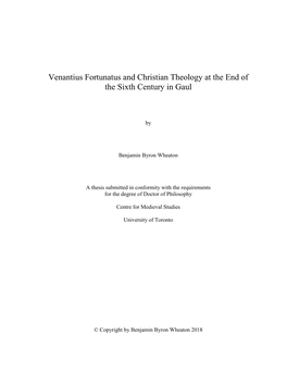 Venantius Fortunatus and Christian Theology at the End of the Sixth Century in Gaul