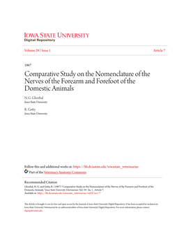 Comparative Study on the Nomenclature of the Nerves of the Forearm and Forefoot of the Domestic Animals N