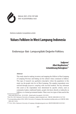 Values Folklore in West Lampung Indonesia