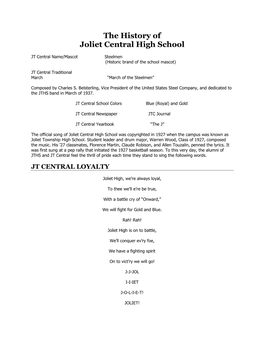 The History of Joliet Central High School