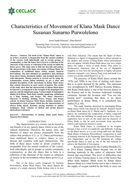 Characteristics of Movement of Klana Mask Dance Susunan Sunarno Purwolelono