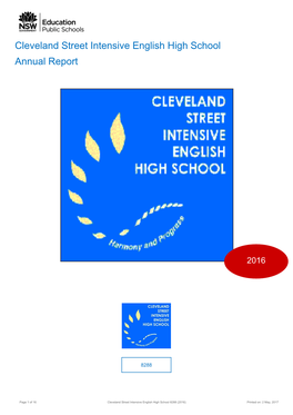 2016 Cleveland Street Intensive English High School Annual Report