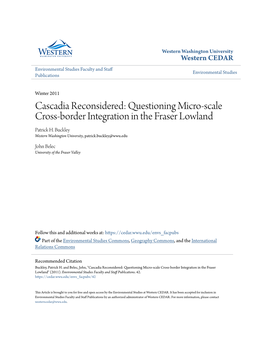 Questioning Micro-Scale Cross-Border Integration in the Fraser Lowland Patrick H